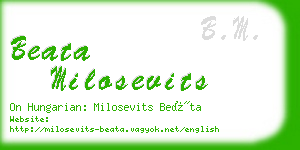 beata milosevits business card